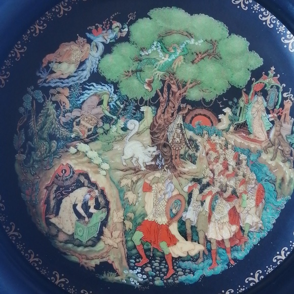 USSR 1989 Palekh Vintage Collector's Plate Russian Legends Series (#4) Wall Art - Picture 3 of 13